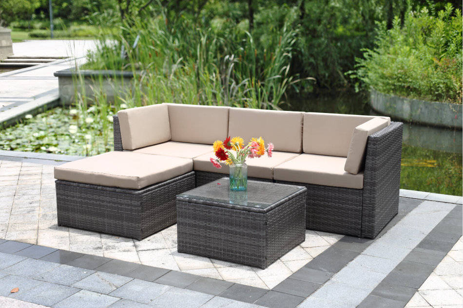 Furniture Sets Vilagio 5 Piece Outdoor Wicker Sectional Living Sofa